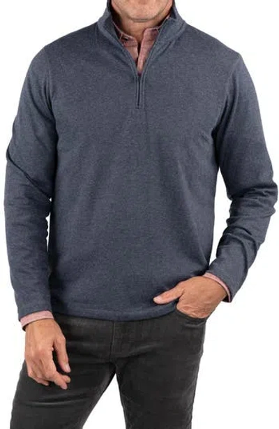 Tailor Vintage Stretch Twill Quarter Zip Pullover In Dark Indigo