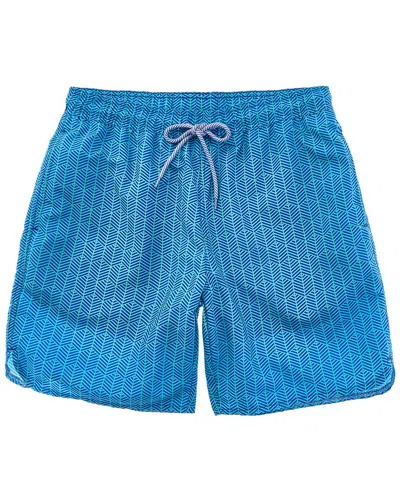 Tailorbyrd Abstract Chevron Pattern Swim Short In Blue