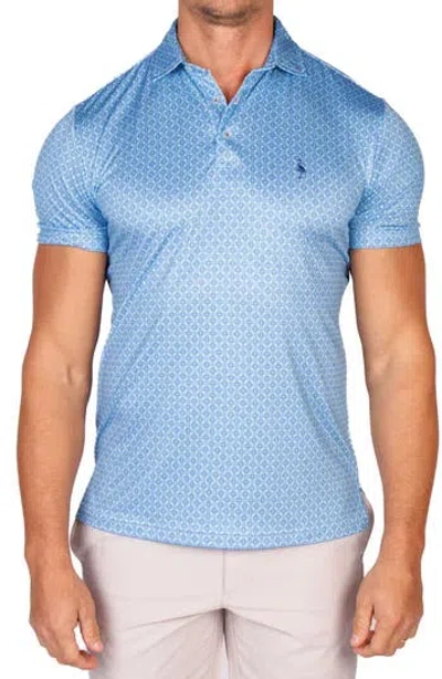 Tailorbyrd Abstract Geo Performance Golf Polo In Blue
