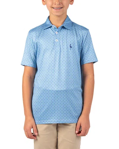 Tailorbyrd Abstract Geo Performance Polo Shirt In Blue