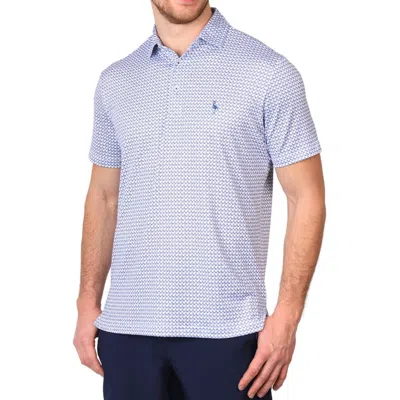 Tailorbyrd Abstract Geo Print Performance Polo In Blue