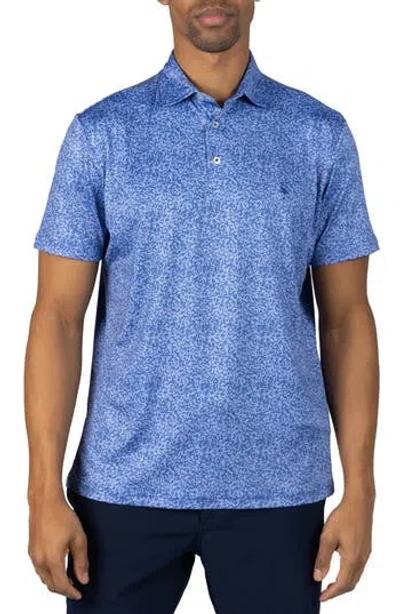 Tailorbyrd Abstract Maze Print Performance Polo In Blue