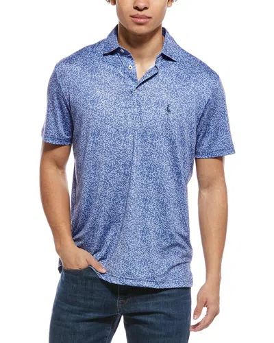 Tailorbyrd Abstract Maze Printed Performance Polo Shirt In Blue