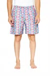 Tailorbyrd Abstract Print Swim Trunks In Blue Combo In Multi