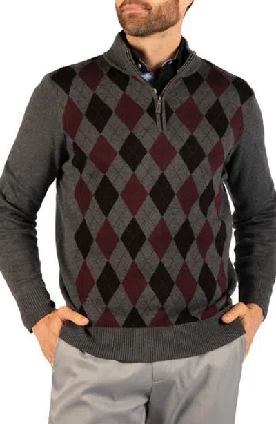 Tailorbyrd Argyle Quarter Zip Sweater In Gray