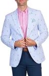 TAILORBYRD BLUE SEERSUCKER PINSTRIPE BYRD PRINT SPORT COAT