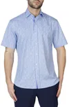 TAILORBYRD BLUE SWIRL COTTON STRETCH SHORT SLEEVE SHIRT