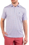Tailorbyrd Bottoms Up Print Performance Polo In Blue