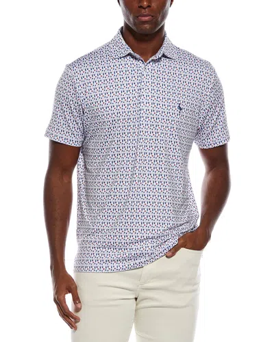 Tailorbyrd Bottoms Up Printed Performance Polo Shirt In Blue