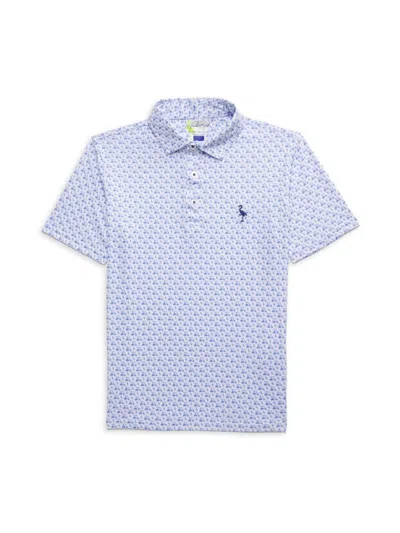 Tailorbyrd Babies'  Boy's Golf Cart Print Logo Polo Shirt In Periwinkle Blue