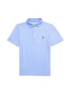 Tailorbyrd Boy's Houndstooth Logo Polo In Blue