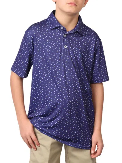 Tailorbyrd Kids'  Boys Print Performance Polo In Navy