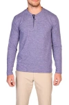 Tailorbyrd Brushed Mélange Long Sleeve Henley In Blue