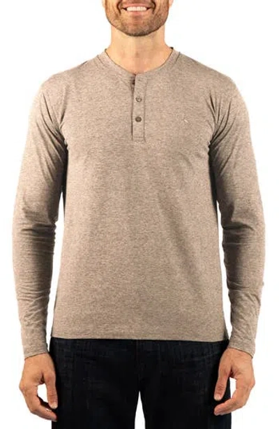 Tailorbyrd Brushed Melange Long Sleeve Henley In Neutral