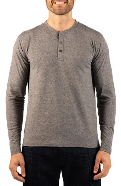 Tailorbyrd Brushed Melange Long Sleeve Henley In Gray