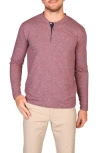 Tailorbyrd Brushed Mélange Long Sleeve Henley In Purple