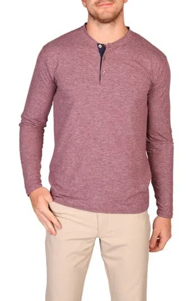 Tailorbyrd Brushed Mélange Long Sleeve Henley In Purple