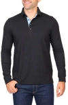 Tailorbyrd Brushed Mélange Long Sleeve Polo In Black
