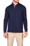 Tailorbyrd Brushed Mélange Long Sleeve Polo In Blue