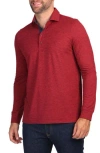 Tailorbyrd Brushed Mélange Long Sleeve Polo In Red