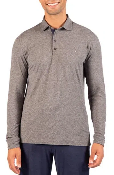 Tailorbyrd Brushed Melange Long Sleeve Polo In Dark Grey