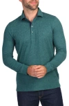 Tailorbyrd Brushed Mélange Long Sleeve Polo In Hunter