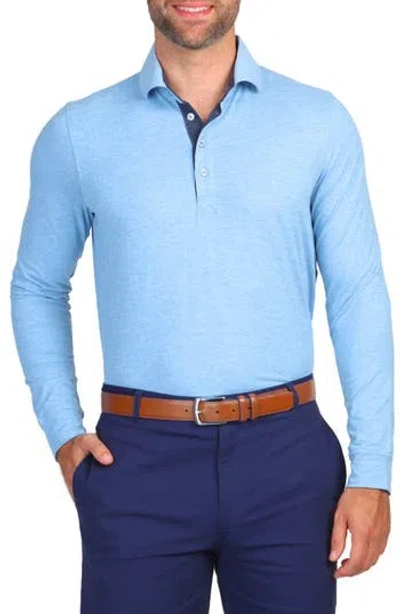 Tailorbyrd Brushed Mélange Long Sleeve Polo In Light Blue