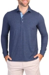 Tailorbyrd Brushed Mélange Long Sleeve Polo In Blue