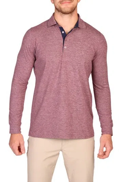 Tailorbyrd Brushed Mélange Long Sleeve Polo In Purple