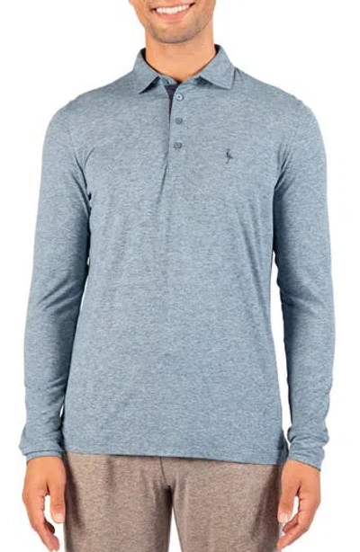Tailorbyrd Brushed Melange Long Sleeve Polo In Sea Blue