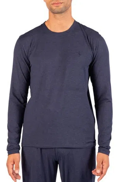 Tailorbyrd Brushed Melange Long Sleeve T-shirt In Navy