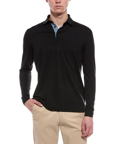 Tailorbyrd Brushed Mélange Polo Shirt In Black