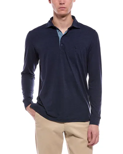 Tailorbyrd Brushed Mélange Polo Shirt In Blue