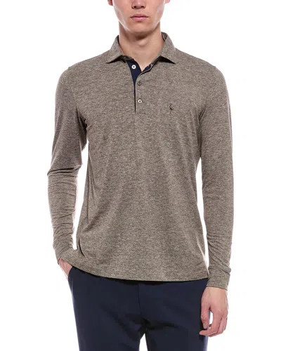 Tailorbyrd Brushed Mélange Polo Shirt In Brown