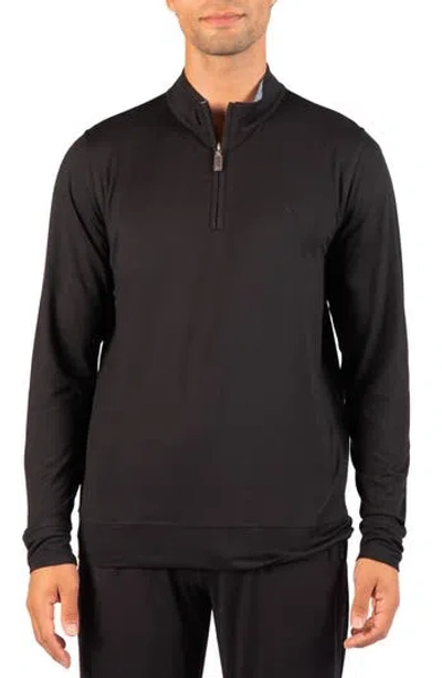 Tailorbyrd Brushed Melange Quarter Zip Pullover In Black