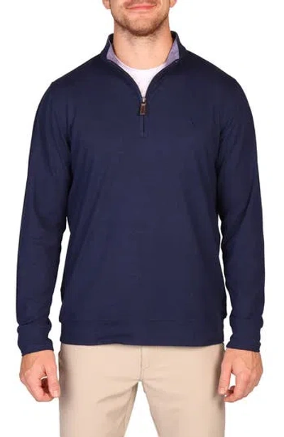 Tailorbyrd Brushed Mélange Quarter Zip Pullover In Blue
