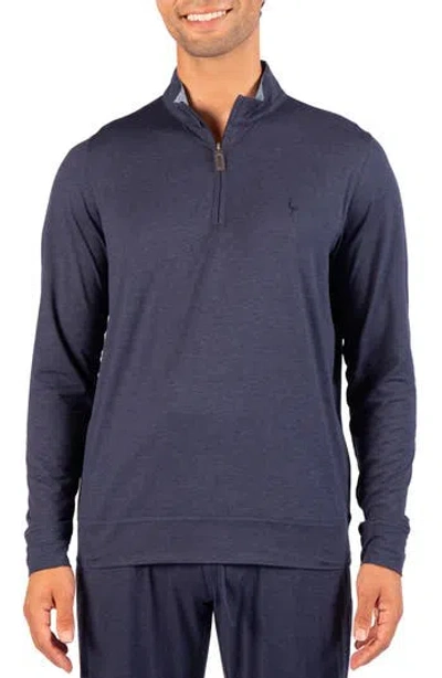 Tailorbyrd Brushed Melange Quarter Zip Pullover In Navy
