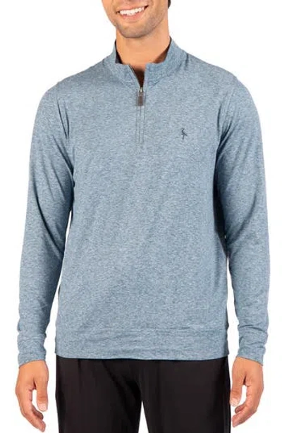 Tailorbyrd Brushed Melange Quarter Zip Pullover In Sea Blue