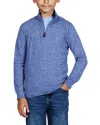 Tailorbyrd Kids' Brushed Mélange Quarter Zip Pullover In Blue