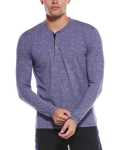 Tailorbyrd Brushed Melange Super Soft Henley In Blue