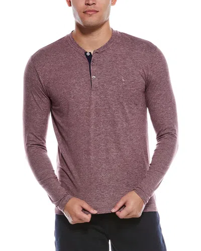 Tailorbyrd Brushed Melange Super Soft Henley In Purple