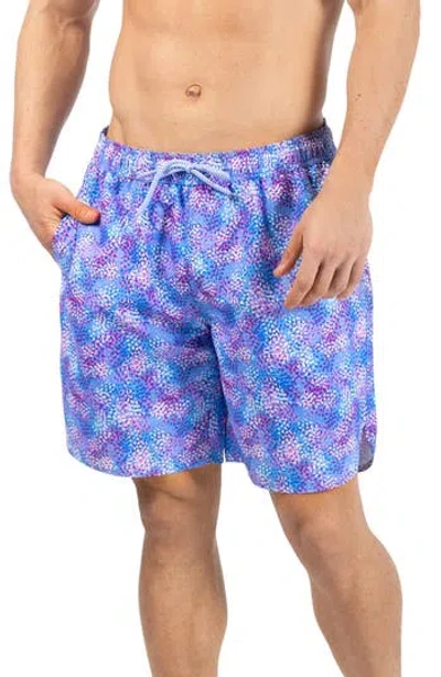 Tailorbyrd Brushstroke Print Swim Trunks In Blue
