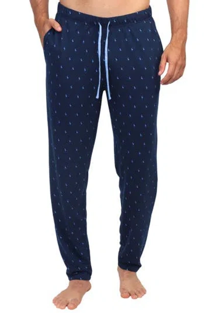Tailorbyrd Byrd Print French Terry Lounge Pants In Navy