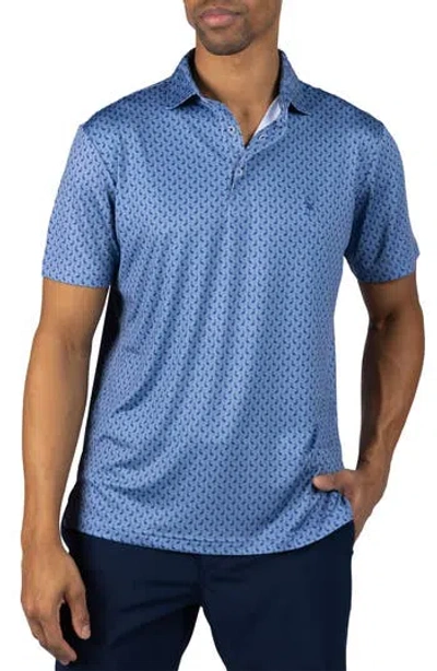 Tailorbyrd Byrds Print Performance Polo In Blue