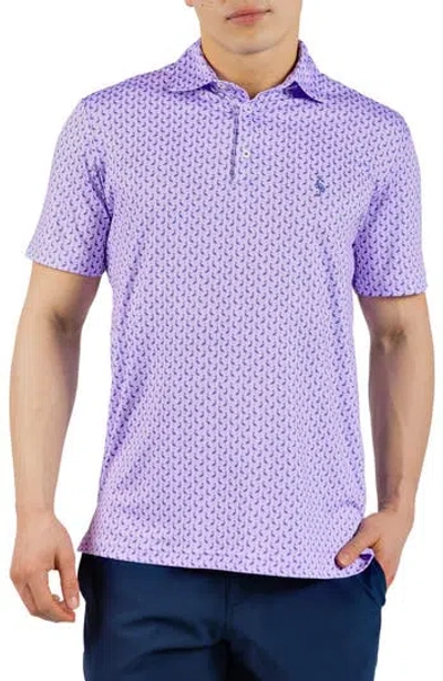 Tailorbyrd Byrds Print Performance Polo In Purple