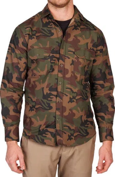Tailorbyrd Camo Print Long Sleeve Shirt In Multi