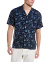 Tailorbyrd Hibiscus Floral Camp Shirt In Blue