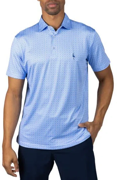 Tailorbyrd Captains Wheel Print Performance Polo In Blue