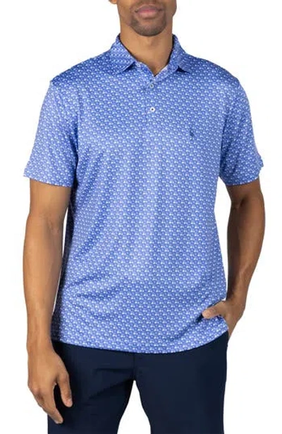 Tailorbyrd Carts & Byrd Print Performance Polo In Blue