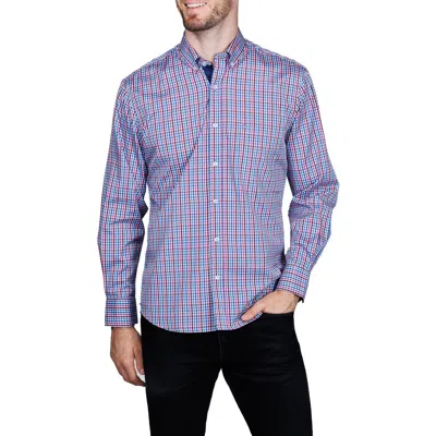 Tailorbyrd Check Print Performance Button Down Shirt In Multi